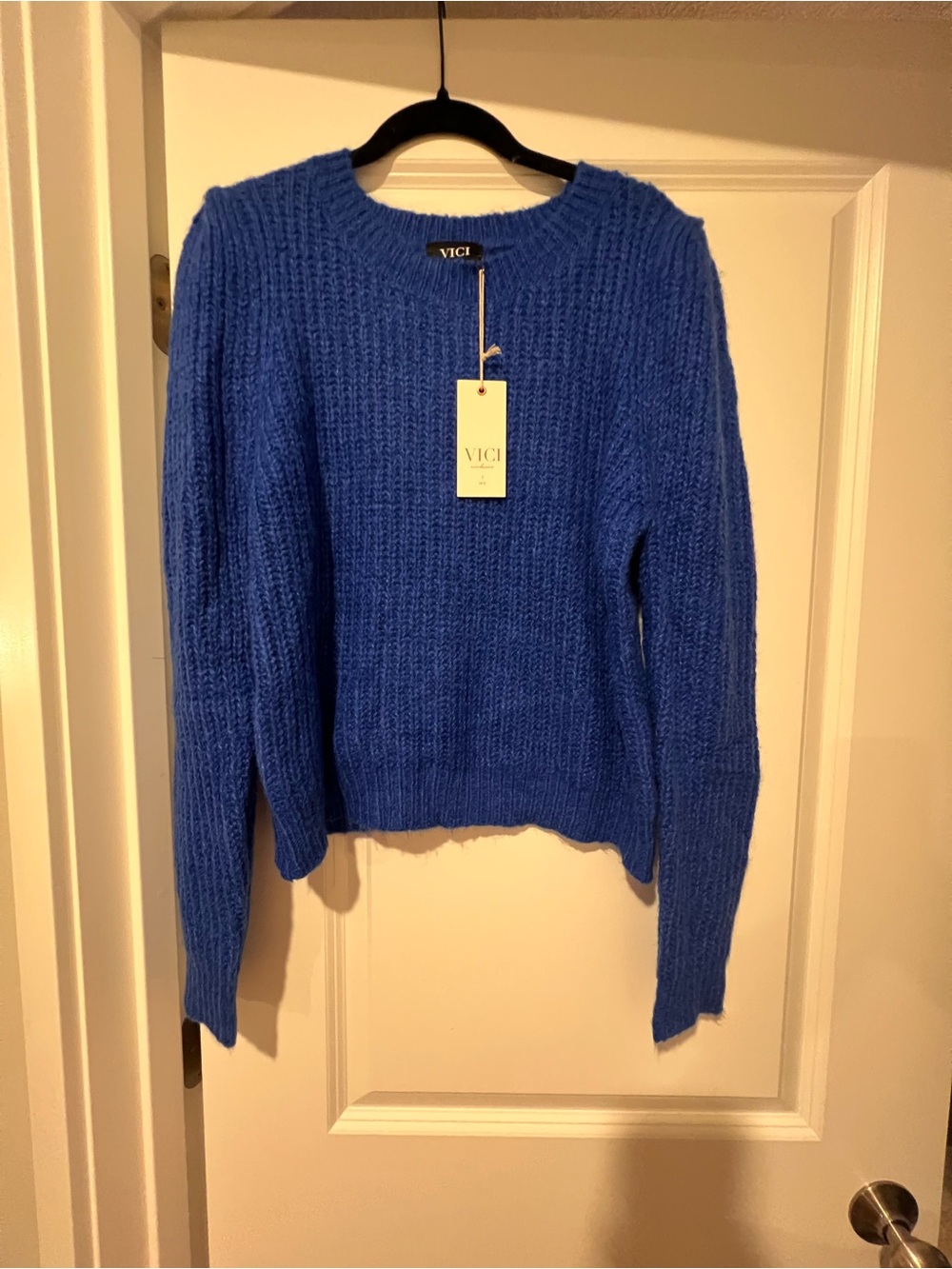 VICI Blue Chunky Crewneck Sweater